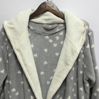 Peignoir GURUI pour adulte, motif animal mignon, à capuche, col en V, en flanelle, long, 100 % polyester, confortable, respirant, thermique, pour l'hiver, taille plus