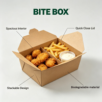 Boîte à lunch pliable en kraft brun recyclable, trois tailles, logo personnalisé, export en gros pour salades, poulet frit, importateurs d'aliments étrangers
