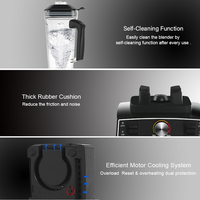 Blender Komersial 2200W Heavy Duty 2L Kecepatan Variabel Pulse 4 Pengaturan Timer 8 Mata Pisau Vortex Pembersih Otomatis Pengolah Makanan Smoothie