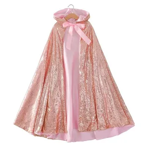 Da principessa per bambini con cappuccio <span class=keywords><strong>mantello</strong></span> con paillettes per ragazze Dress-Up Top per feste di compleanno e Halloween - Product Image 1