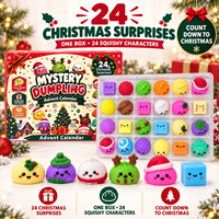 Calendrier de l'Avent de Noël en forme de boulette souple en TPR, prêt pour l'e-commerce transfrontalier FBA, boîte mystère anti-stress à presser, en stock