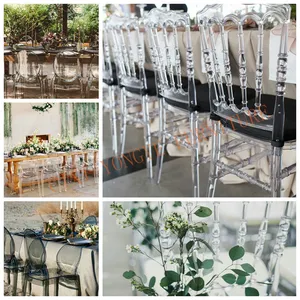 Wholesale Plastic Chiavari Chair Chiavari Chairs Wedding Gold Color With PU Leather Cushion Metal Core In Frame