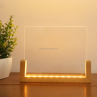 Lampe de table en bois en forme de U, LED, DIY, lumière de nuit en acrylique vierge, lampe de table rechargeable par USB pour chambre à coucher