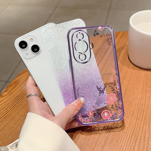 Pour <span class=keywords><strong>Huawei</strong></span> Mate60 Étui de téléphone portable en TPU électro-plaqué Secret Garden Paillettes dégradées Fleurs Anti-chute pour Honor 9X Pro - Product Image 4