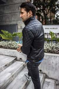 Chaqueta de Motociclista de Cuero Genuino Tejida de Invierno con Camuflaje, Diseño de Motociclista Unisex y Elegante, Cuello Alto, Botones a Presión, Cremallera Completa en la Parte Delantera - Product Image 5