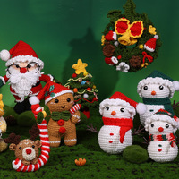 Kit bola wol jahitan DIY natal rajutan tangan Santa Claus manusia salju rusa & Elf bahan rajut baru untuk dekorasi perayaan