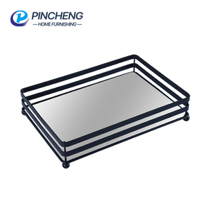 Décoration intérieure <span class=keywords><strong>Plateau</strong></span> de courtoisie rectangulaire en <span class=keywords><strong>verre</strong></span> <span class=keywords><strong>Plateau</strong></span> miroir vintage en métal <span class=keywords><strong>forgé</strong></span> - Product Image 1
