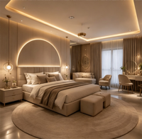 Meubles de villa de luxe modernes, style italien, meubles de chambre à coucher pour villa, solution clé en main, design haut de gamme, lit double premium