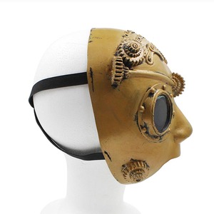Demi-masque de mascarade mécanique Steampunk <span class=keywords><strong>Cyborg</strong></span> Vintage pour déguisement de Mardi Gras Masque en latex pour fête d'Halloween - Product Image 5