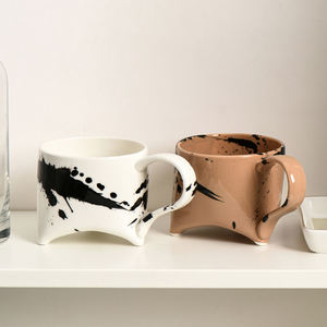 Minimalisti personalizzati 11oz dipinti a mano tazze in ceramica fatte a mano caffè e latte moderne artistiche tazze in porcellana - Product Image 1