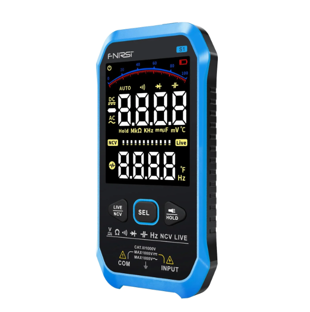 S1 Smart Electronic Multimeter 9999 Counts AC DC Voltage Resistance Capacitance NCV Hz Live Wire Color Display Tester