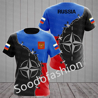 T-shirt russe pour hommes en gros décontracté col rond drapeau russe haut à manches courtes T-shirts vêtements pour hommes