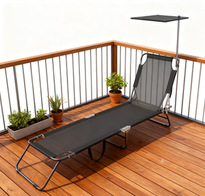 Chaise longue pliante portable en aluminium pour la plage, confortable, épaisse, durable et moderne, idéale pour le camping en plein air, les parcs et les hôtels - Product Image 6