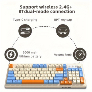 Eweadn V98 RGB backlit เงียบสำนักงานเกมตัวเลขแป้นคีย์บอร์ดไร้สายเมมเบรนสำหรับ5.0บลูทูธ & USB แบบมีสายใหม่ - Product Image 3