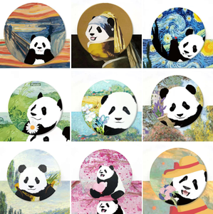 Sous-verre rond en céramique écologique Jia Yi Panda Cartoon, en diatomite marocaine, diamètre 103 mm, épaisseur 8 mm, contemporain, personnalisable - Product Image 6