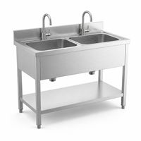 Kwaliteitsgegarandeerde 201 304 RVS spoelbak met dubbele bak voor horeca, geschikt voor slagerijen