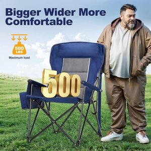 Chaises <span class=keywords><strong>de</strong></span> <span class=keywords><strong>camping</strong></span> et <span class=keywords><strong>de</strong></span> pique-nique surdimensionnées, robustes, capacité 500 lb, dossier haut <span class=keywords><strong>de</strong></span> 29,52 pouces, design pliable portable, porte-gobelet, poche latérale - Product Image 3