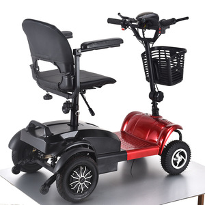 Scooter électrique quatre roues L-100 rouge pliable et léger pour personnes âgées et handicapées - Product Image 3