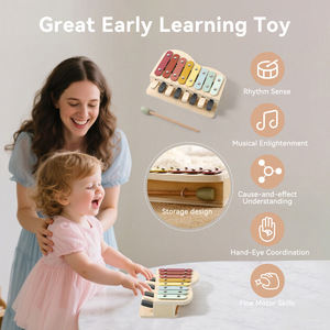 Wholesale Wooden Musical Instrument Toys <b>Mini</b> Wooden Music Kit with Piano Keyboard Xylophone Early Educational Musical Toy - Product Image 2