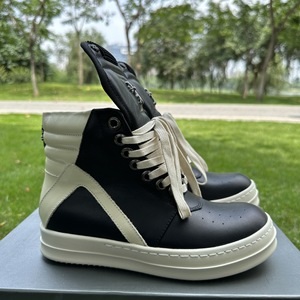 Baskets montantes à semelle épaisse en cuir pleine fleur noir et blanc <span class=keywords><strong>Rick</strong></span> <span class=keywords><strong>Owens</strong></span>, style européen-américain sombre, type bottines - Product Image 2