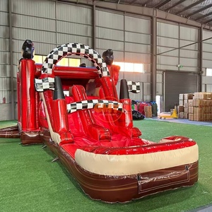 Structure gonflable de <span class=keywords><strong>location</strong></span> pour fêtes en extérieur : Château gonflable voiture de course rouge <span class=keywords><strong>avec</strong></span> toboggans aquatiques et <span class=keywords><strong>piscine</strong></span> - Product Image 3