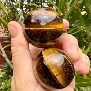 หินไทเกอร์อายสีเหลืองธรรมชาติคุณภาพสูง ขัดเงา ขนาด 4-4.5 ซม. สำหรับทำเครื่องประดับและตกแต่งบ้าน ขายส่ง - Product Image 5