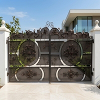 Portail battant classique en fer forgé noir pour villa/jardin/ferme – Panneaux de clôture extérieurs au design classique pour entrée de maison et allée