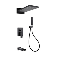 Ensemble de Douche Pluie Moderne Noir en Laiton pour Salle de Bain
