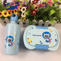 2024 School Kinderen Dubbele Waterflessen Lekvrije Plastic Magnetron Snack Sandwich Voedselcontainer Cartoon Draagbare Bento Lunchbox