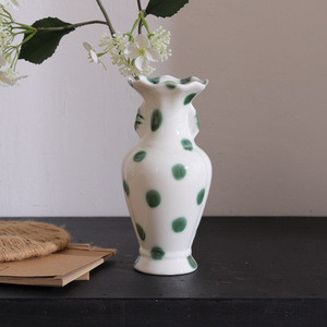 Nuevo Florero de Cerámica con Diseño de Flor de Loto y Puntos Verdes, Estilo Chino, Hecho a Mano, Estilo Vintage, Arreglo Floral de Alta Gama, Retro - Product Image 4