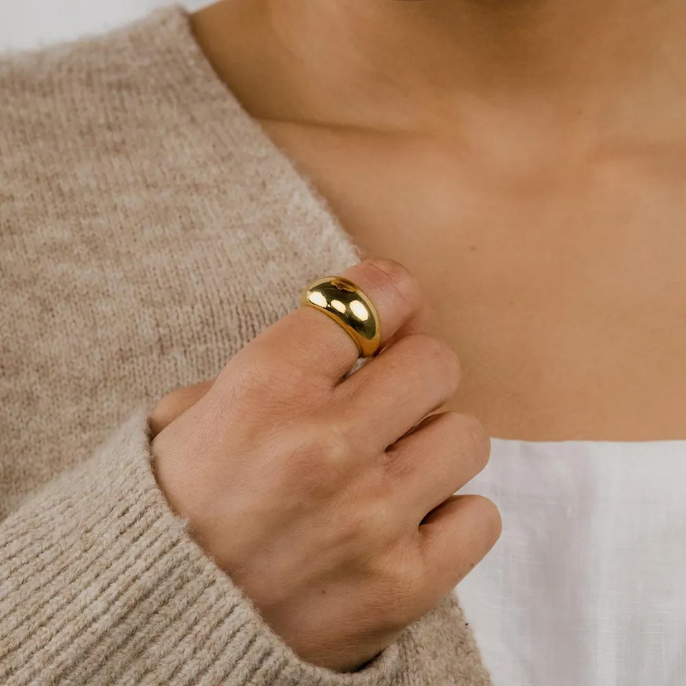 Emanco Ins Stijl Chunky Dome Ring Mode Eenvoudige 18K Vergulde Rvs Verklaring Ringen Groothandel Sieraden Voor Vrouwen mannen