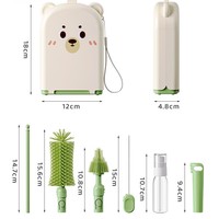 Ensemble de brosses portables 6-en-1 en PP et silicone avec support de séchage et étui de rangement |   Essentiels de voyage pour bébé - Prêts pour le vol