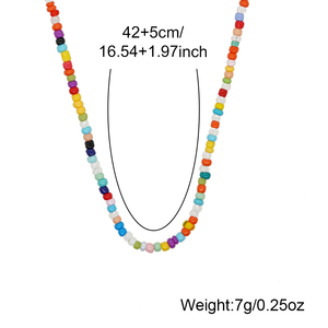 Go2boho collana di perline Multicolor con perline di vetro a strati girocollo per donne ragazze, Boho <span class=keywords><strong>gioielli</strong></span> da spiaggia con catena Extender - Product Image 6