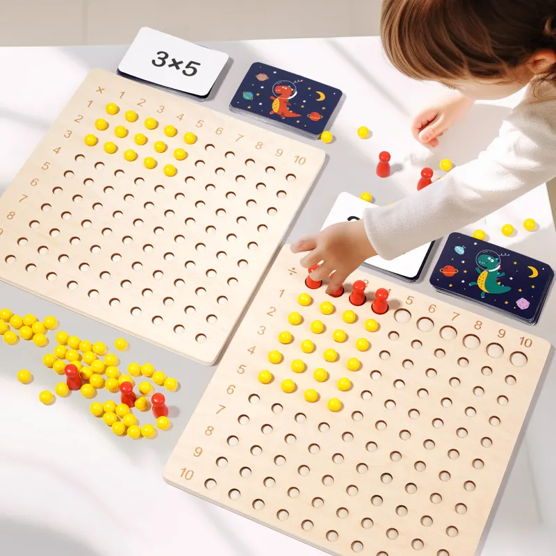Çocuklar için ahşap çarpma kurulu matematik oyunu, öğrenme için Flash kartlar ile manipülatif Set, Montessori çocuk oyunları oyuncak