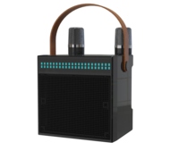 Speaker Karaoke Bluetooth HIFI Kompak Grosir dengan Dua Mikrofon dan Lampu LED RGB Warna-warni untuk Anak-anak dan Pesta Keluarga