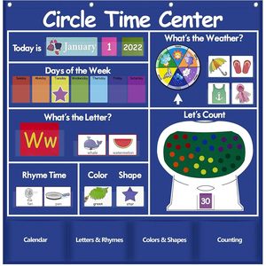 Calendario de Bolsillo para el Centro de Aprendizaje del Tiempo, Tablero Educativo de Pared para el Aula, Regreso a Clases para Niños - Product Image 1