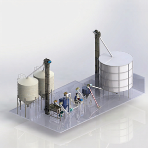 Línea de Producción Automática de Alimento en Polvo 2-6 T/H con Báscula Electrónica y Mezcladora para Procesamiento de Alimento para Pollos, Cerdos y Ganado - Product Image 1
