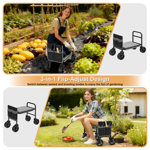Safe Overcharge Protection Metal Garden Kneeler and Seat with 360 Degree Wheels for Lawn <b>Farm</b> and Home Gardening Use - Product Image 3