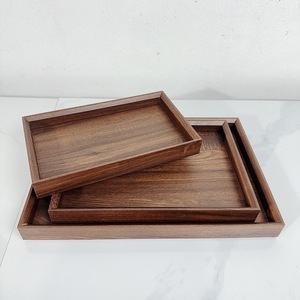 Walnut Wood Grain Serving <b>Tray</b> Square Classic Artistic Wooden <b>Tea</b> <b>Tray</b> For Home Living Room Pastry Fruit Plate - Product Image 2