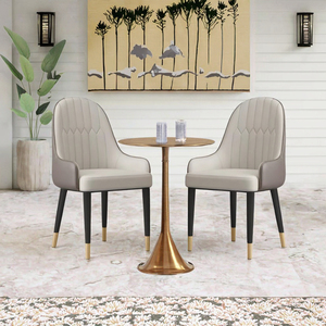 Juego Moderno de 2 Sillas de Comedor de Cuero PU, Sillas Tapizadas para Cocina, Sala de Estar, Hotel u Oficina, Estructura Metálica Resistente - Product Image 3