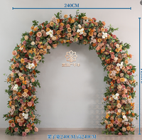 Arche de mariage en gros avec support floral, arche en forme de corne pour décoration événementielle, fleurs artificielles d'automne