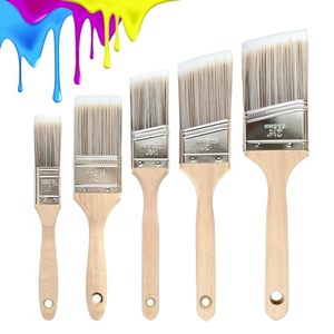 Pinceau à peinture angulaire en acier inoxydable avec manche en bois multi-tailles, vente en gros - Product Image 1