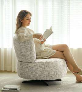 Fauteuil d'appoint moderne gris foncé pour salon, fauteuil de loisirs pivotant et inclinable en éponge pour appartements, villas, hôtels - Product Image 3