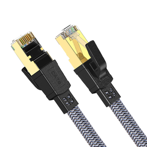 Factory Custom Cat8 Flat Ethernet <b>Cable</b> 30AWG SFTP Shield Nylon Braided <b>RJ45</b> Patch Cord 40Gbps 2000MHz High Speed Network <b>Cable</b> - Product Image 5