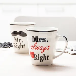 Life Word design personalizzato regali di san valentino mr mrs coffee set di tazze in ceramica per coppie promozionali