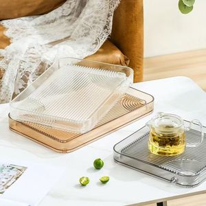 Transparent <b>Plastic</b> Tea <b>Tray</b> Square L Size With Drainage For Tea Set Storage And Fruit Display - Product Image 3