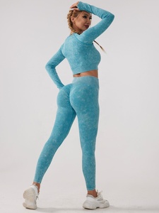 ชุดเล่นโยคะไร้ตะเข็บสำหรับผู้หญิงกางเกงเลคกิ้งรัดรูปแขนยาวชุดเล่นฟิตเนสยิมดีไซน์ใหม่ - Product Image 6