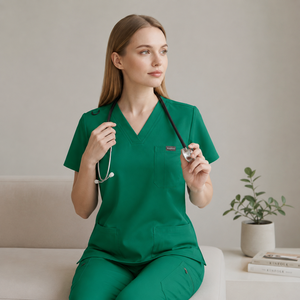 Ensemble de tenues médicales unies personnalisées pour femmes, respirantes, extensibles, avec élastique, pour infirmières et médecins, vente en gros - Product Image 1