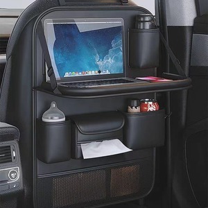 Car <b>Seat</b> Back <b>Storage</b> Bag Leather Oxford Cloth Multi Compartment Organizer For Car Interior With Cup Holders And Tablet Stand - Product Image 1