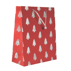 Bolsa de Papel Reciclado de Lujo con Logotipo Impreso Personalizado, Hecha a Mano, con Impresión Metálica Plateada Brillante y Asas de Cinta de Satén a Juego - Product Image 1